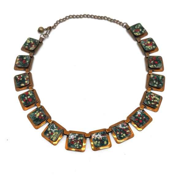 Matisse Jewelry - Matisse Renoir Copper and Enamel Square Link Necklace